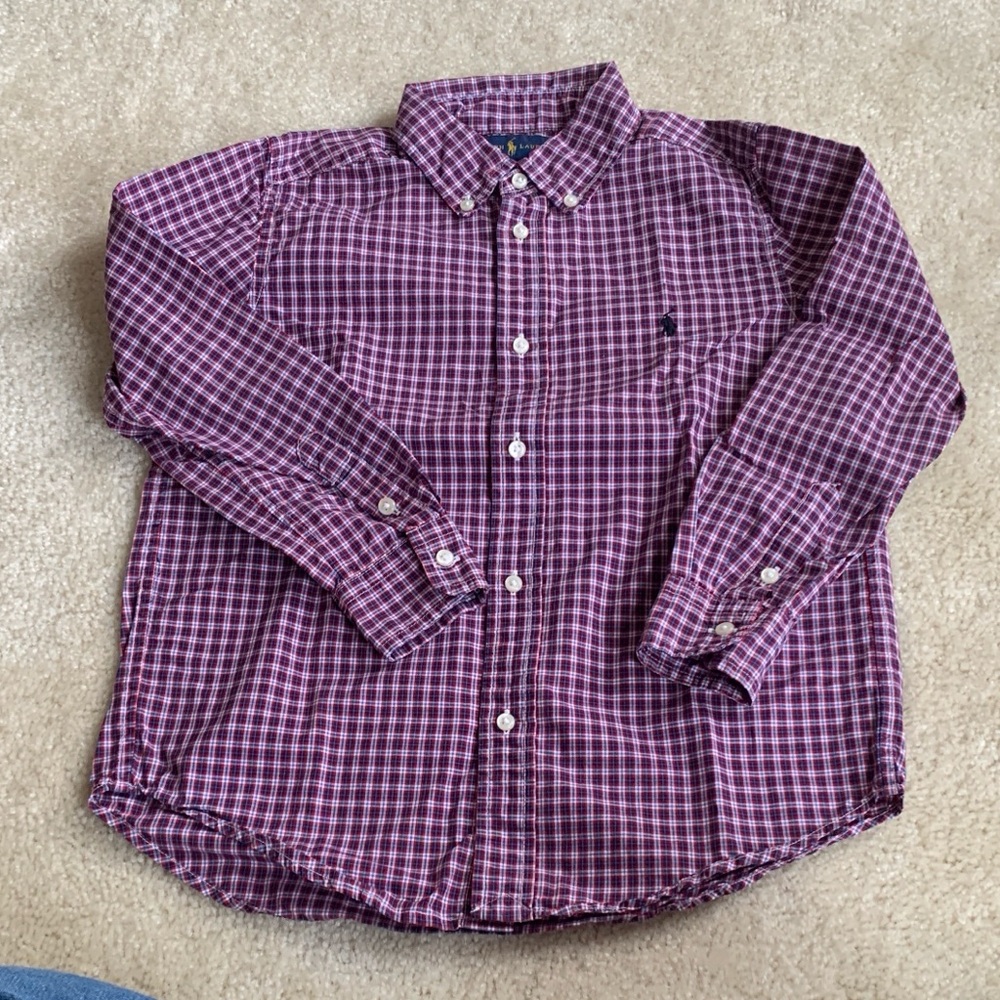 Ralph Lauren Boy’s Button Down Plaid Shirt - Blue and Red and White